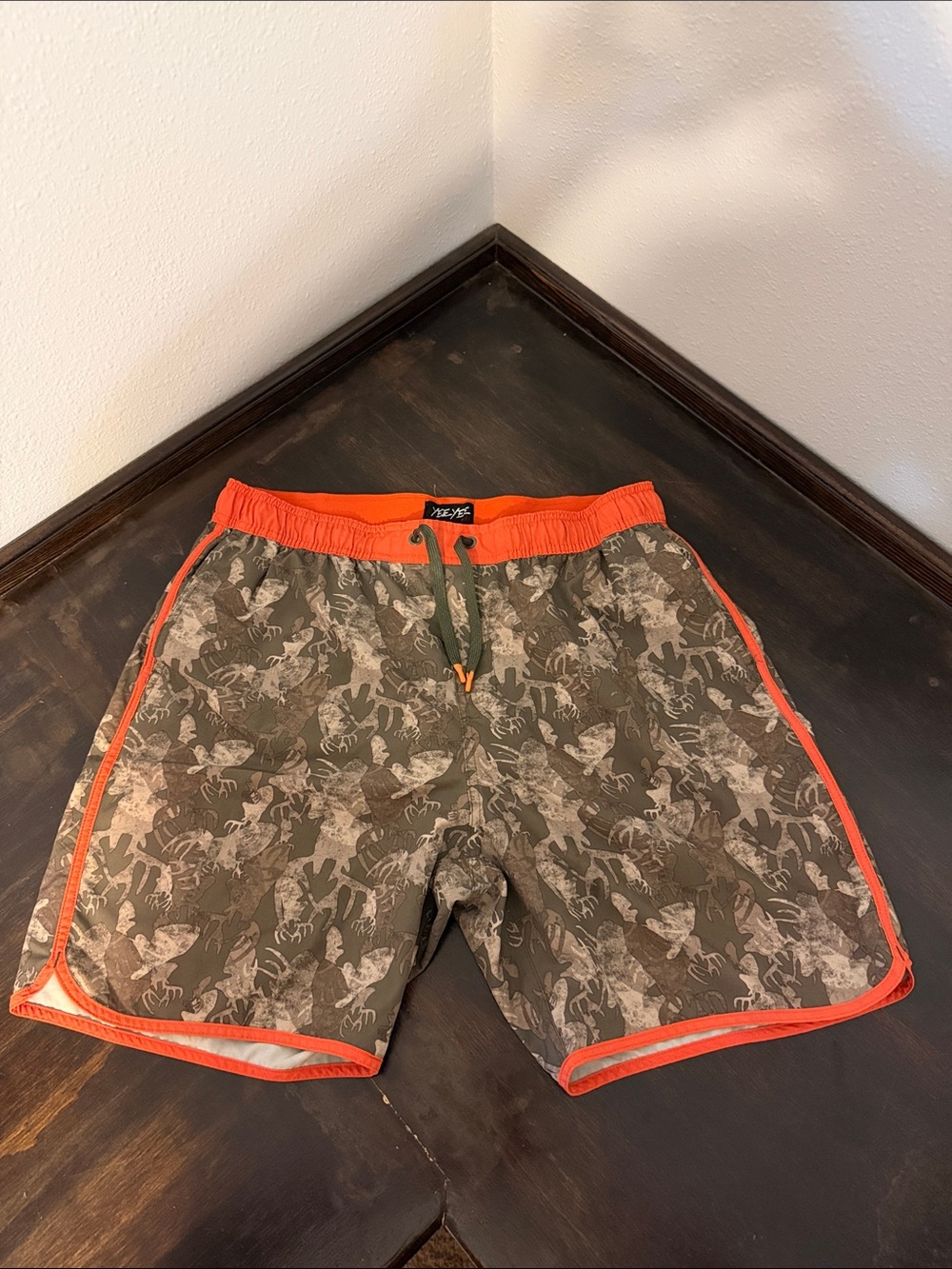 Men's Camo Swim Trunks with Orange Trim